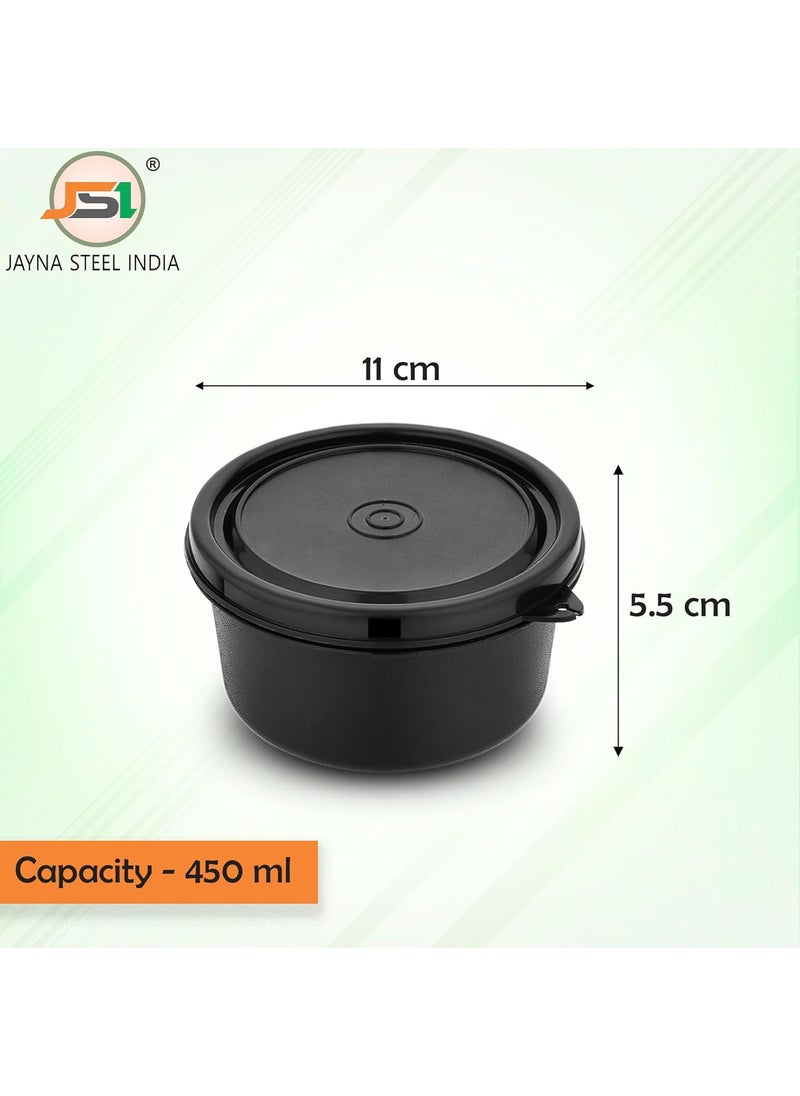 JSI Stainless Steel Microwave Safe Lunch ContainersStorage Boxes for Fridge Office Home Kitchen Pack of 4 Pcs 450ml Highly Durable Sturdy Nonbreakable Plastic Lid Airtight Containers