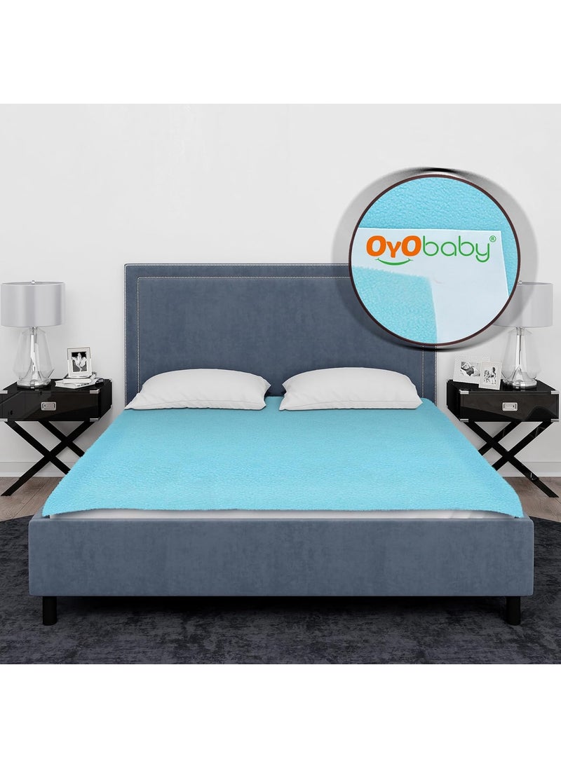 OYO Baby Dry Sheet for Double Bed King Size Premium Baby Rubber Sheet Baby Bed Protector for Ultimate Comfort and Protection 260X200 Cm Blue
