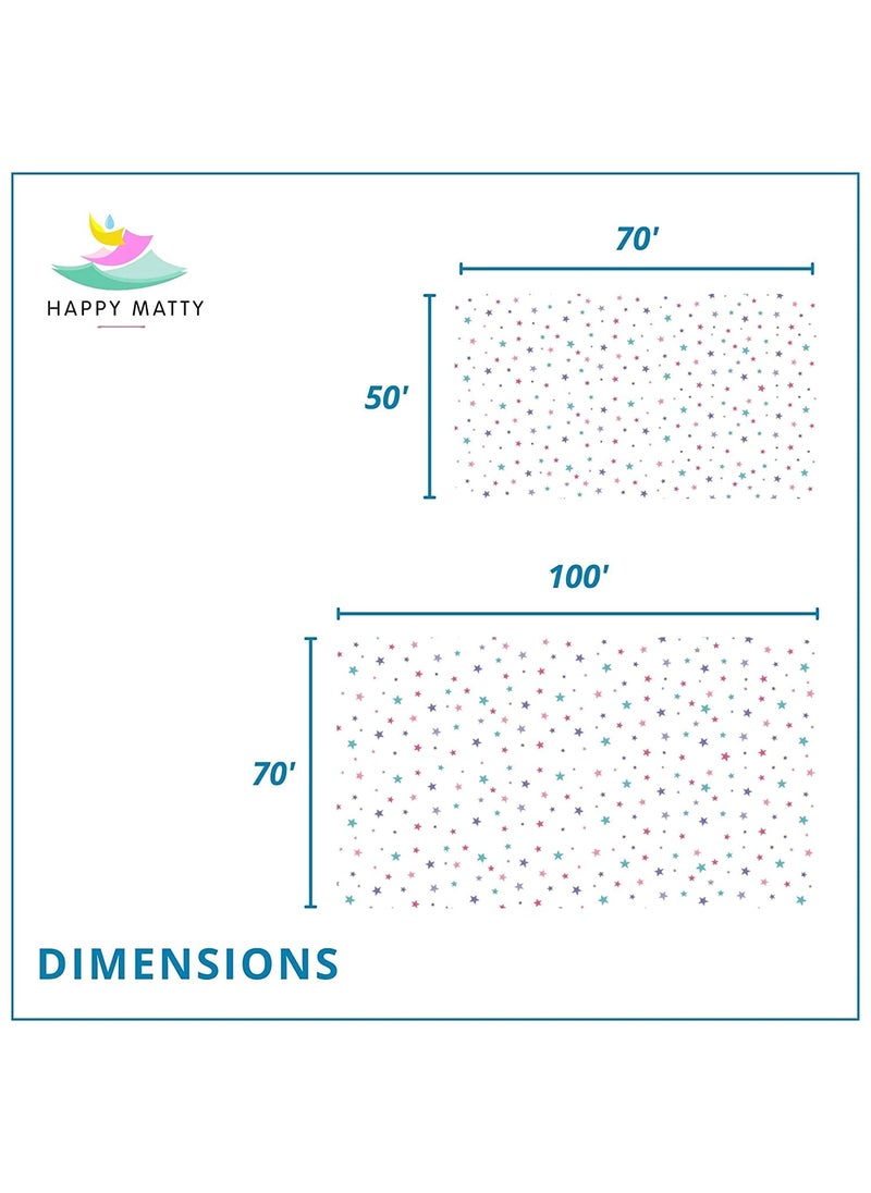 Happy Matty Reusable Washable Multicolor Star Printed Soft Comfortable Unisex Baby Kids Extra Absorbent Quick Dry Sheet Playmat Lint Free Fabrics Mattress Crib Protector Large Star
