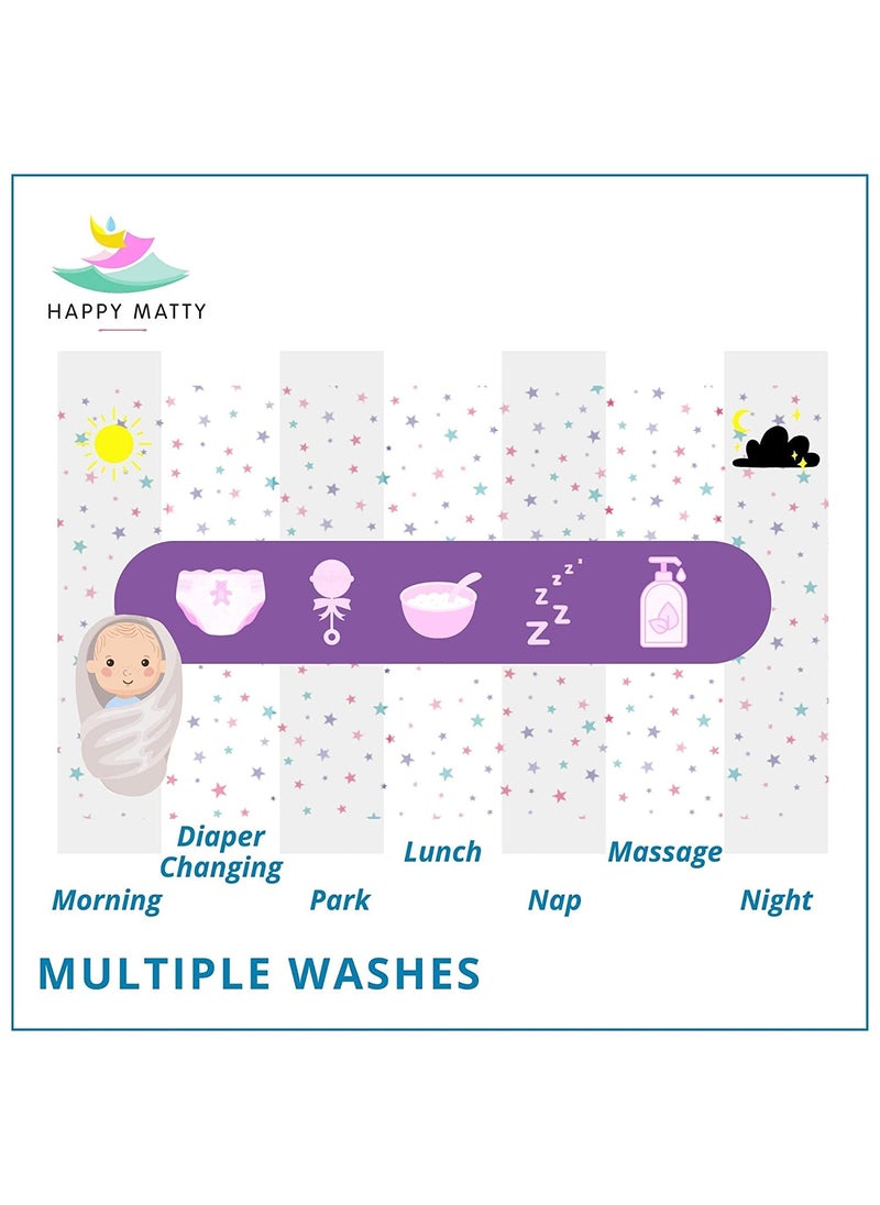 Happy Matty Reusable Washable Multicolor Star Printed Soft Comfortable Unisex Baby Kids Extra Absorbent Quick Dry Sheet Playmat Lint Free Fabrics Mattress Crib Protector Large Star