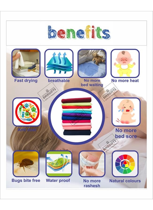 BMRGIFTS Cotton Extra Absorbent Waterproof Quick Dry Sheet for Baby Anti Piling Fleece Washable Bed Protector Mattress Protector Sheet for Toddler Children Double Bed Size 208x230 cm Pink