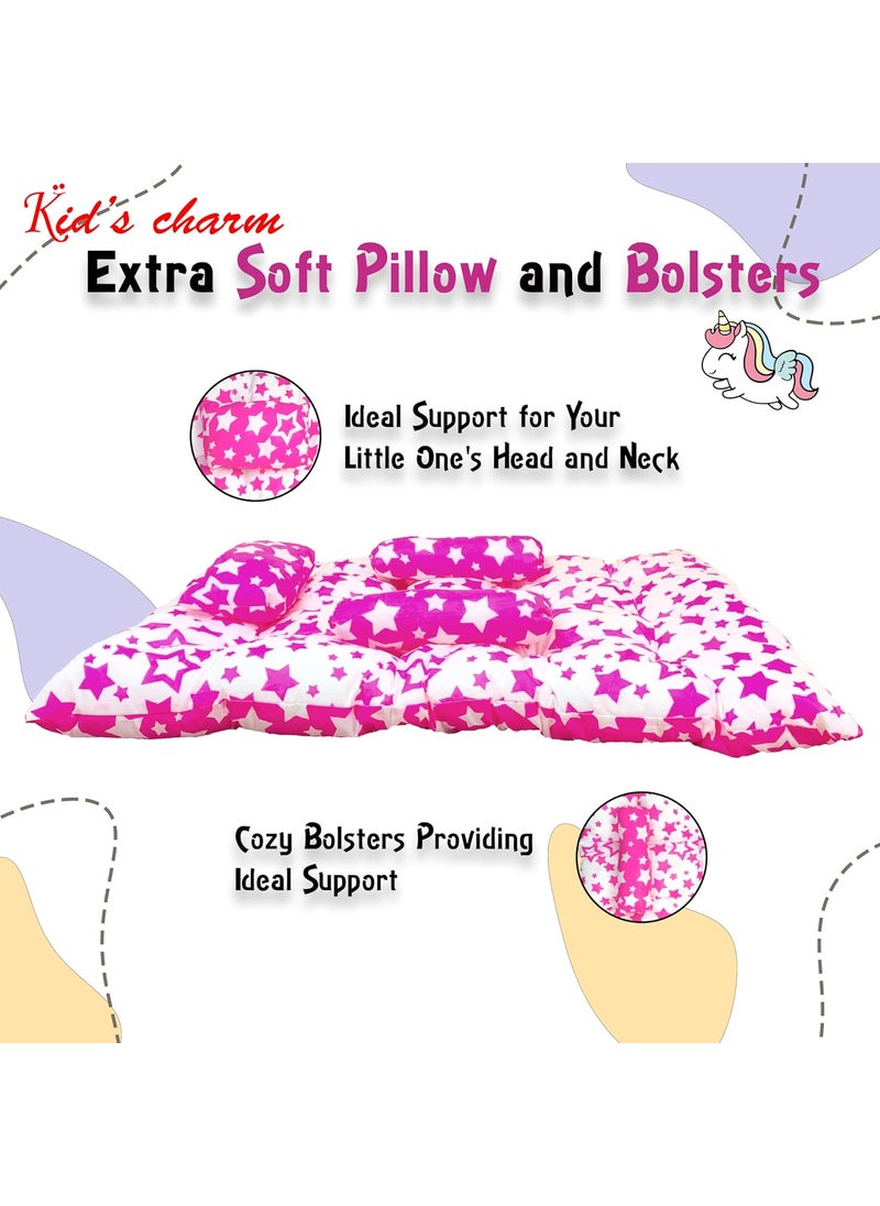 Kids Charm Baby Sleeping Bed StarMultiMega Portable 2 in 1 for 4 to 8 Months New Born Baby Baby Sleeping Bed Cotton PillowPink
