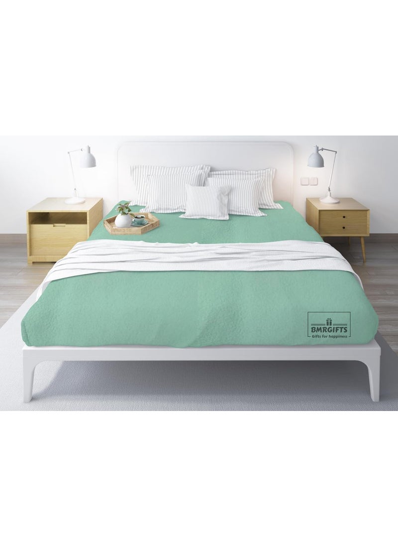 BMRGIFTS Cotton Extra Absorbent Waterproof Quick Dry Sheet for Baby Anti Piling Fleece Washable Bed Protector Mattress Protector Sheet for Toddler Children Double Bed Size 208x230 cm Sea Green