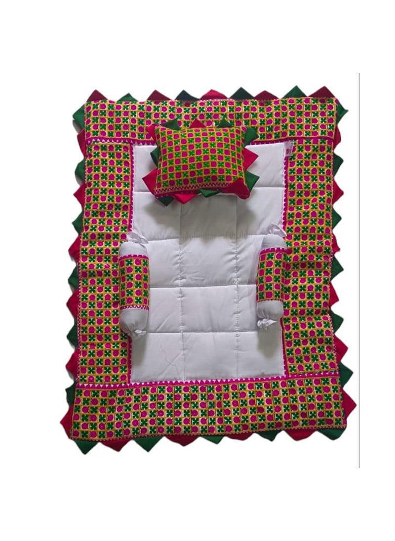 SmallBerry Multicolor Newborn Baby Cotton Godari Bedding Set Cradle Bed Crib Sheet Changing Mat Cozy Sleep Solution for Newborns Baby Godari 06 Months