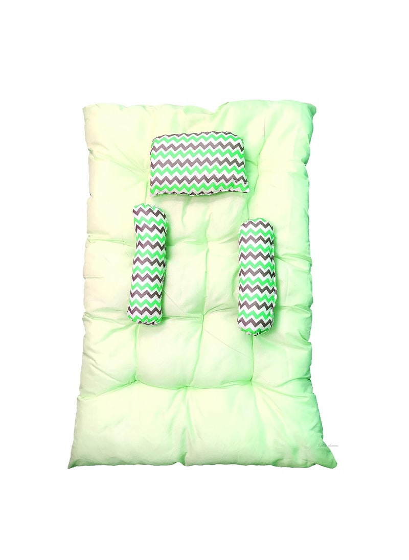 Kids Charm Baby Sleeping ZigZagMega Portable 2 in 1 for 4 to 8 Months New Born Baby Baby Sleeping Bed Cotton PillowGreen