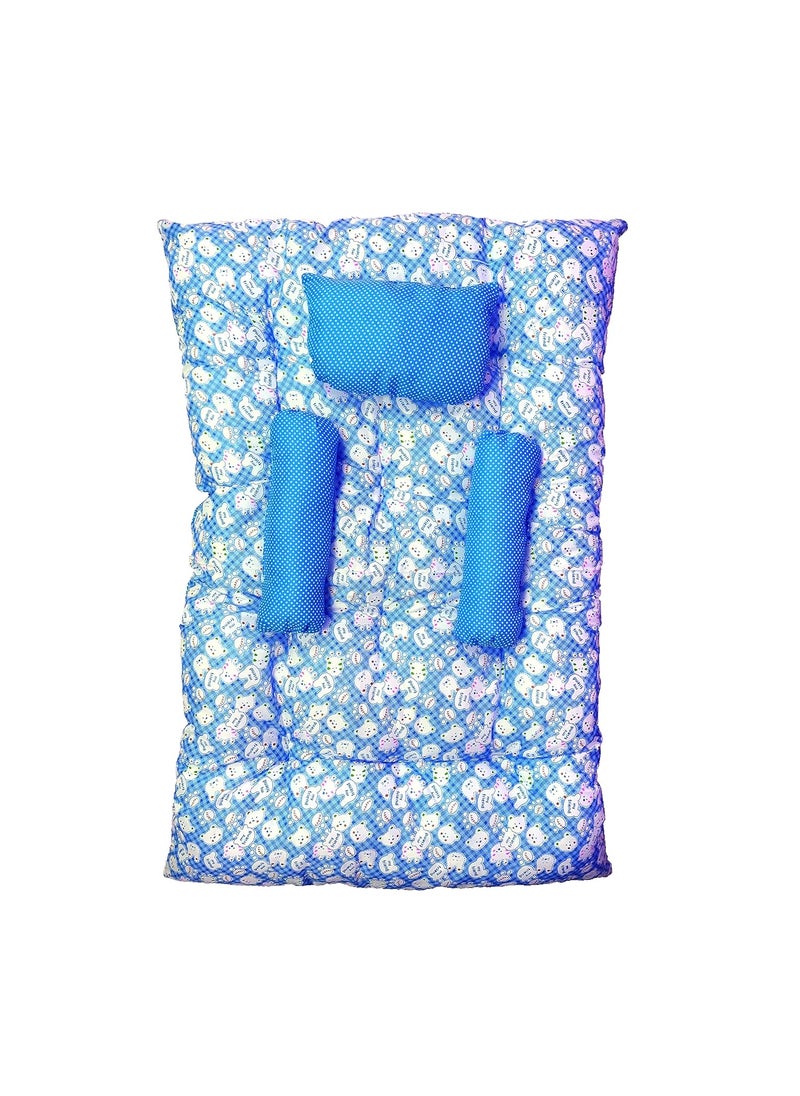 Kids Charm Baby Sleeping TeddyMega Portable 2 in 1 for 4 to 8 Months New Born Baby Baby Sleeping Bed Cotton PillowBlue