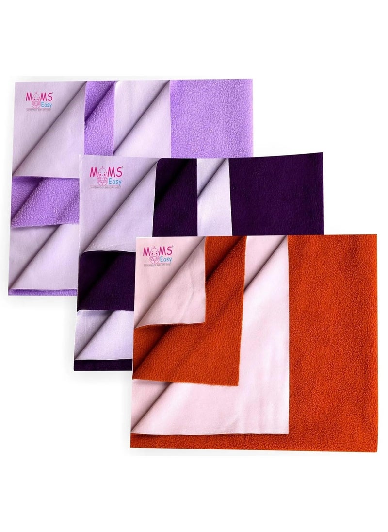MOMSEASY New Born Baby Urine Sheets Waterproof Bed Protector Baby Dry Sheet Baby Dry Mats Waterproof and New Baby Born Products Combo Maroon Plum Lilic Medium 100x70 cm
