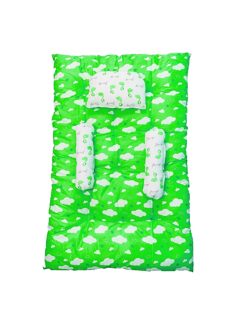 Kids Charm Baby Sleeping CloudMega Portable 2 in 1 for 4 to 8 Months New Born Baby Baby Sleeping Bed Cotton PillowGreen