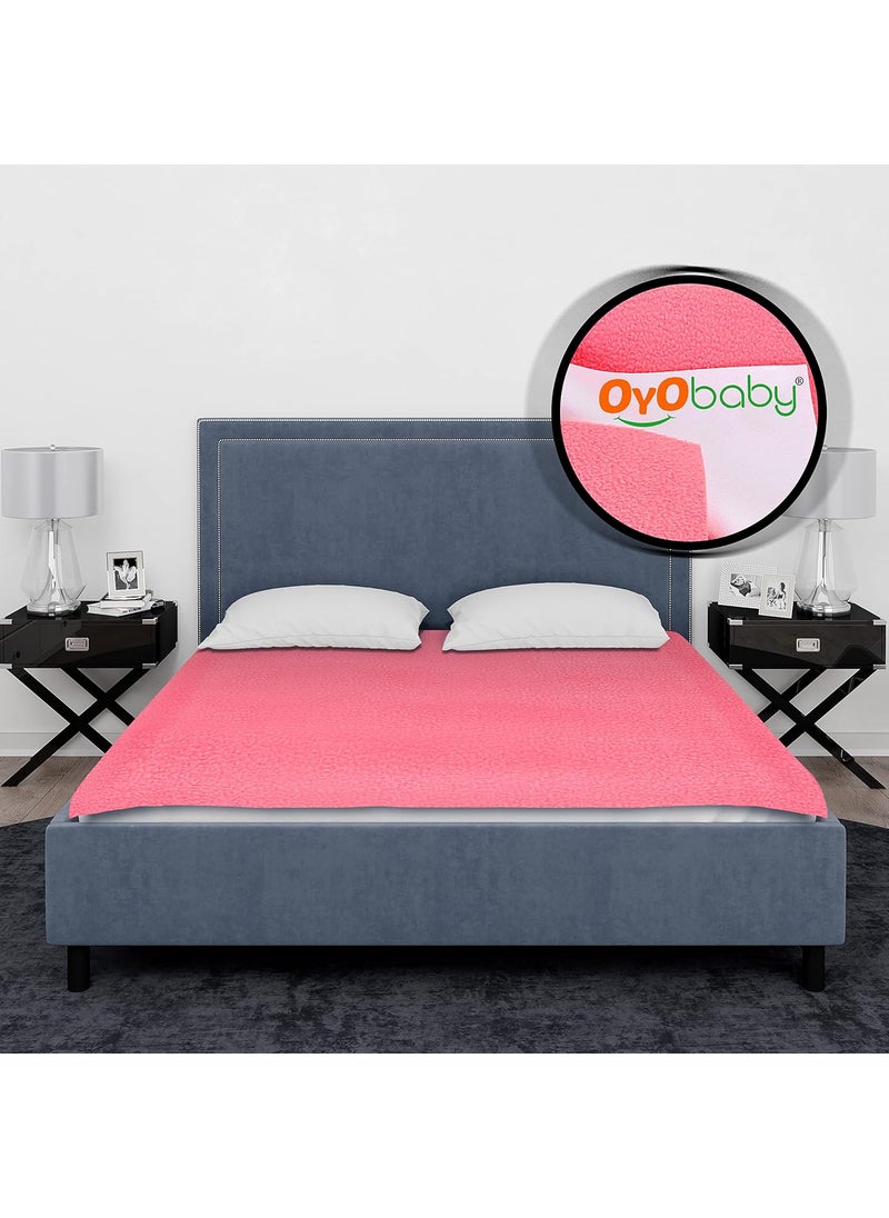 OYO Baby Cotton Baby Bed Protector Dry Sheet for New Born Babies Double Bed Size 260Cm X 200Cm Salmon Rose