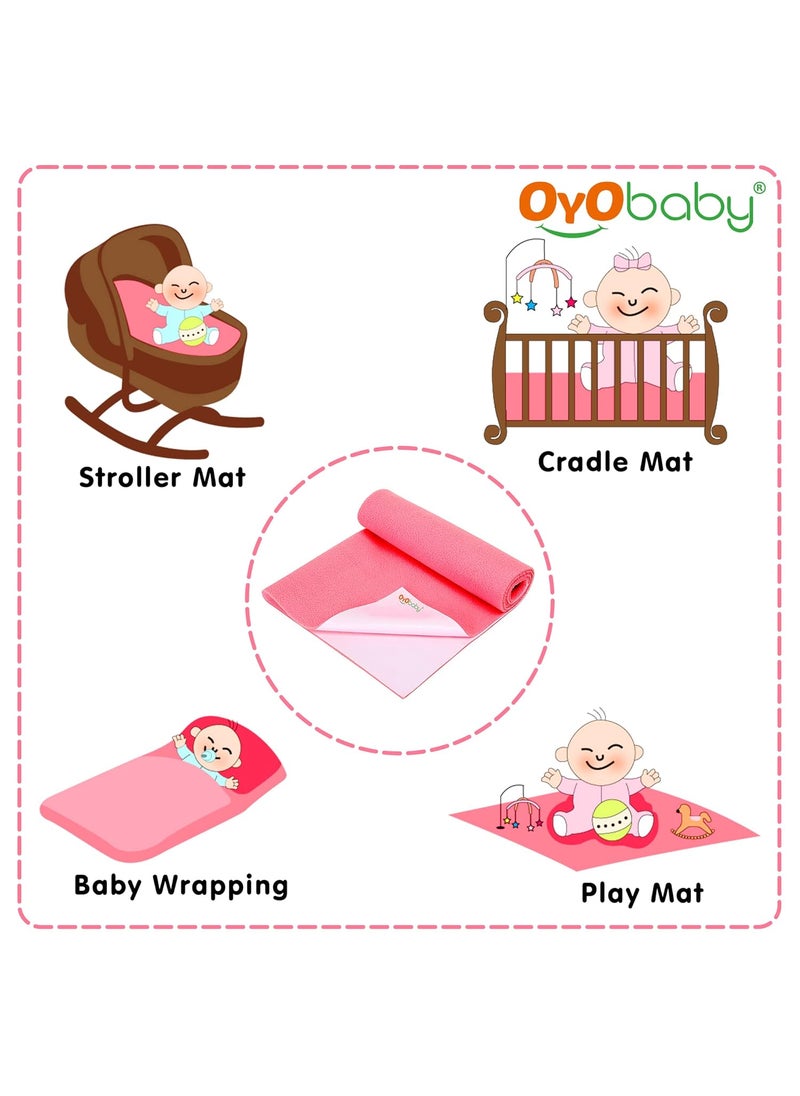 OYO Baby Cotton Baby Bed Protector Dry Sheet for New Born Babies Double Bed Size 260Cm X 200Cm Salmon Rose