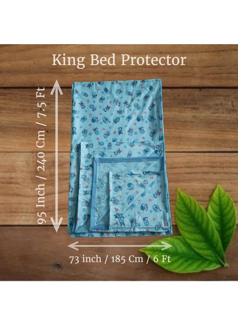 Mothers Choice Waterproof PVC Plastic Bed Mattress ProtectorBed Protection SheetUrine Sheet for AdultBaby Pack of 1 KING 95 Inch X 73 inch BLUE