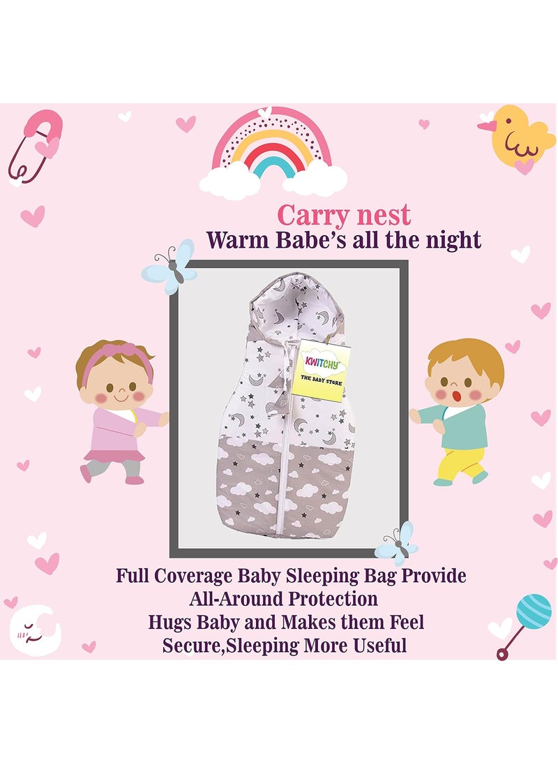 Kwitchy New Born Baby Bedding Set Luxury Mattress with Net Sleeping Bag Combo 06 Months Grey 2PCS Set