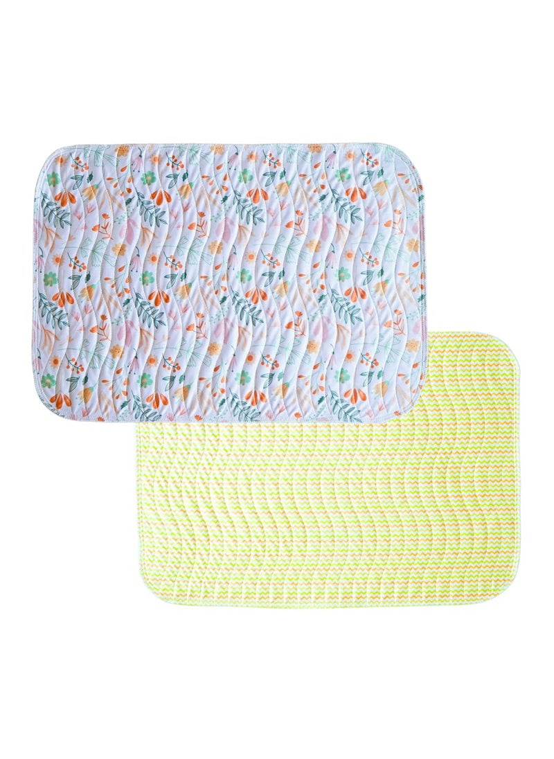 Happy Matty Babys Extra Absorbent Quick Dry Sheet Playmat Waterproof Reusable Washable Colourful Comfortable Mattress Crib Protector Pack of 2 Medium 50X70 Large 70X100