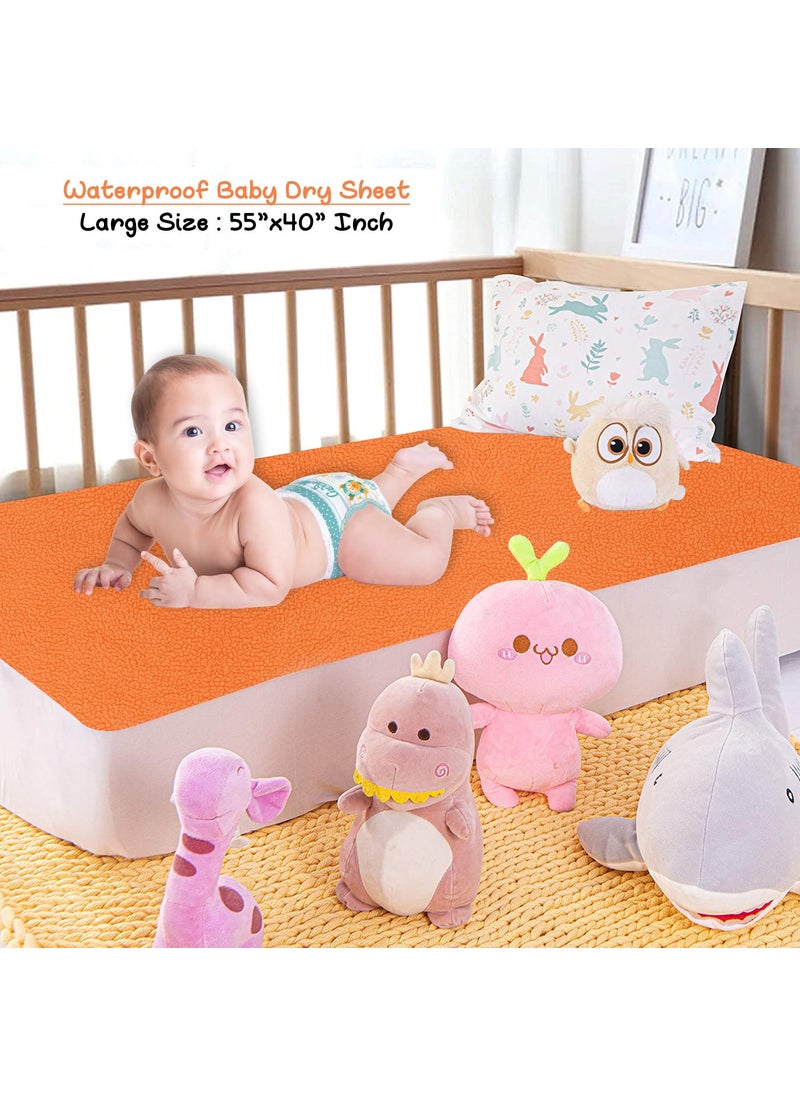 Dream King Waterproof Quick Dry Sheet for Baby Bed Pad AntiPiling Fleece Extra Absorbent Washable Matress Protector Baby Bed Protector Size Single Bed 220X140 Cm Peach