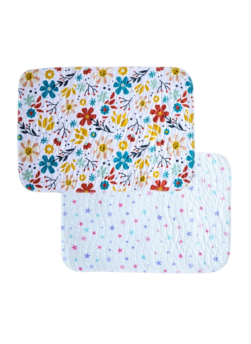 Happy Matty Babys Extra Absorbent Quick Dry Sheet Playmat Waterproof Reusable Washable Colourful Comfortable Mattress Crib Protector Pack of 2 Medium 50X70 Large 70X100