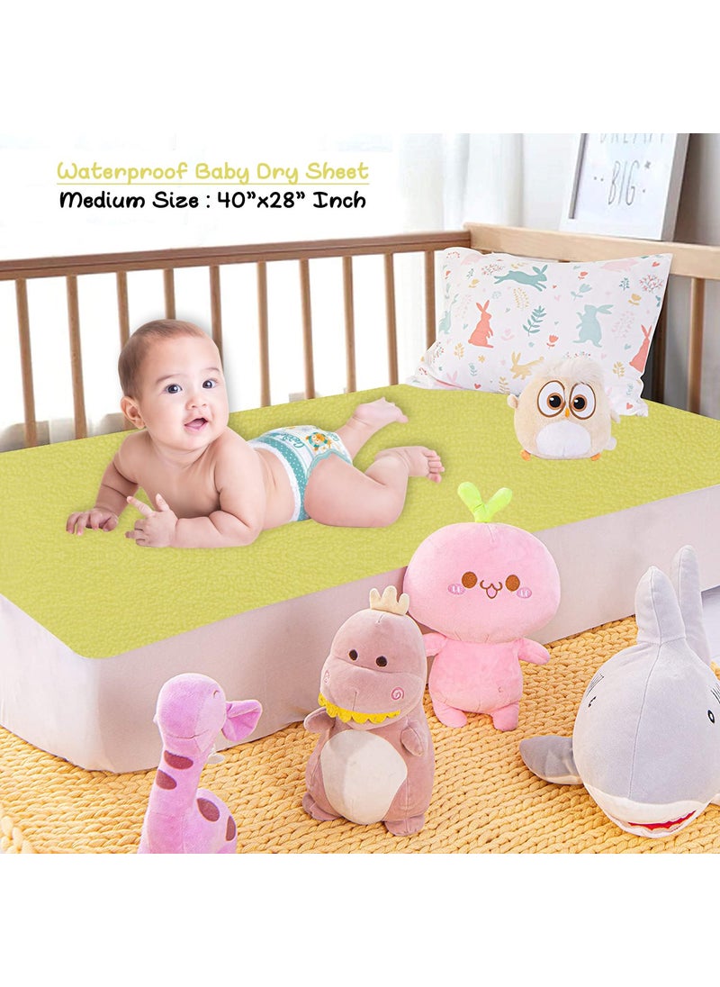 Dream King Waterproof Quick Dry Sheet for Baby Bed Pad AntiPiling Fleece Extra Absorbent Washable Matress Protector Baby Bed Protector Size Single Bed 220X140 Cm Yellow