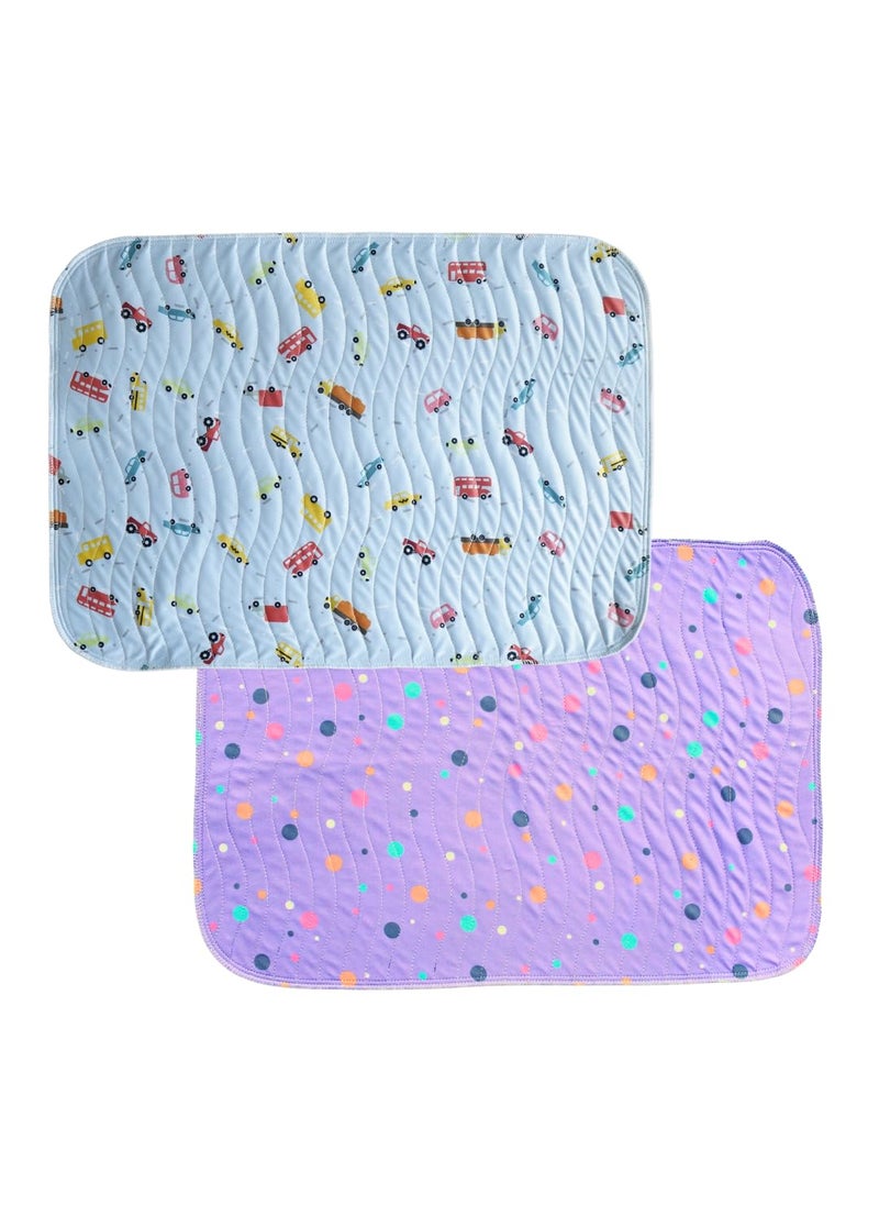 Happy Matty Babys Extra Absorbent Quick Dry Sheet Playmat Waterproof Reusable Washable Colourful Comfortable Mattress Crib Protector Pack of 2 Medium 50X70 Large 70X100