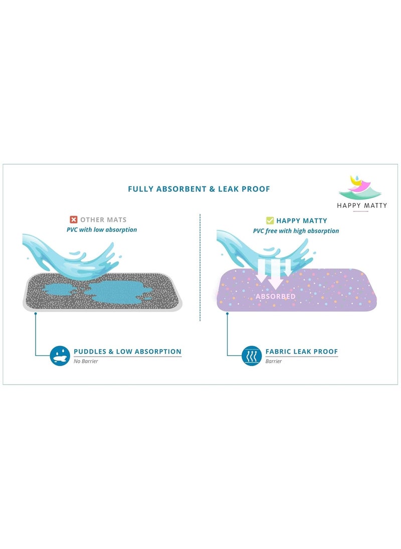 Happy Matty Babys Extra Absorbent Quick Dry Sheet Playmat Waterproof Reusable Washable Colourful Comfortable Mattress Crib Protector Pack of 2 Medium 50X70 Large 70X100