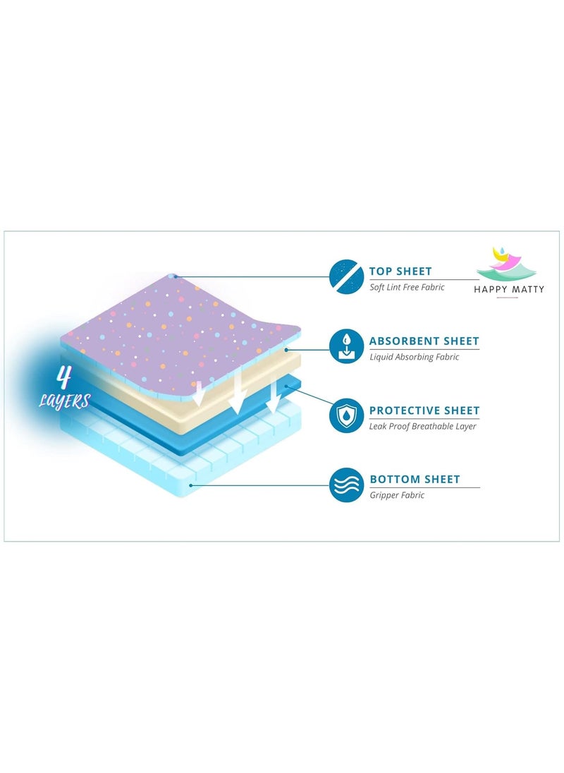 Happy Matty Babys Extra Absorbent Quick Dry Sheet Playmat Waterproof Reusable Washable Colourful Comfortable Mattress Crib Protector Pack of 2 Medium 50X70 Large 70X100