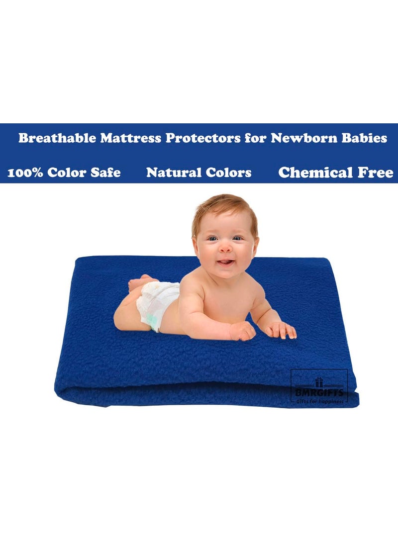 BMRGIFTS Cotton Extra Absorbent Waterproof Quick Dry Sheet for Baby Washable Bed Mattress Protector Sheet for Toddler Children Pack of 3 Large Size 100x140 cm Baby Pink Royal Blue Mehroon
