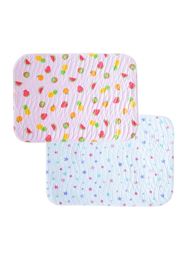 Happy Matty Babys Extra Absorbent Quick Dry Sheet Playmat Waterproof Reusable Washable Colourful Comfortable Mattress Crib Protector Pack of 2 Medium 50X70 Large 70X100