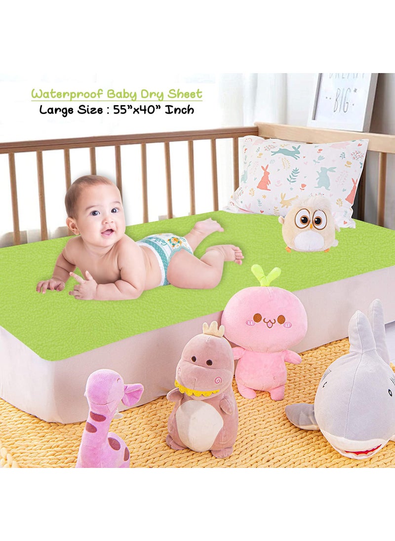 Dream King Waterproof Quick Dry Sheet for Baby Bed Pad AntiPiling Fleece Extra Absorbent Washable Matress Protector Baby Bed Protector Size Single Bed 220X140 Cm Parrot Green