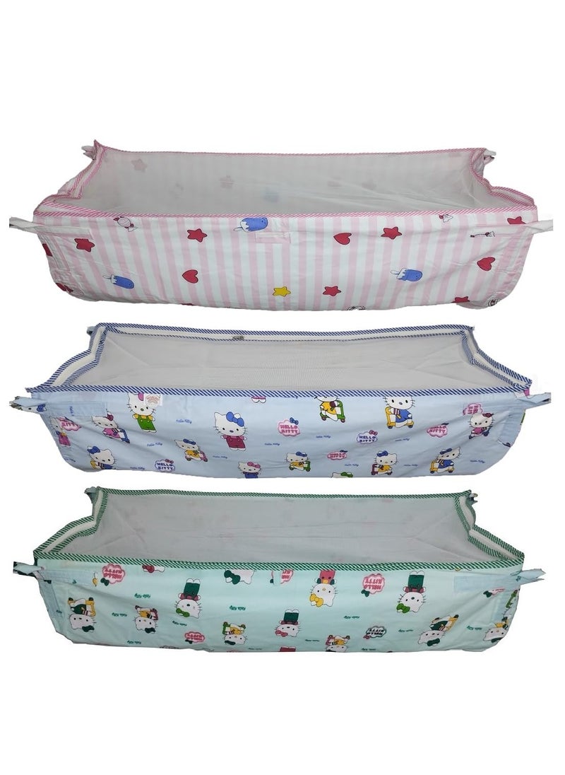 MYSACART Heavy Duty New Born Baby Cradle HammockKhoyuPalanaJhulaGhodiyuJoli with Soft Cotton Cloth Made of Mosquito Net Pack of 3