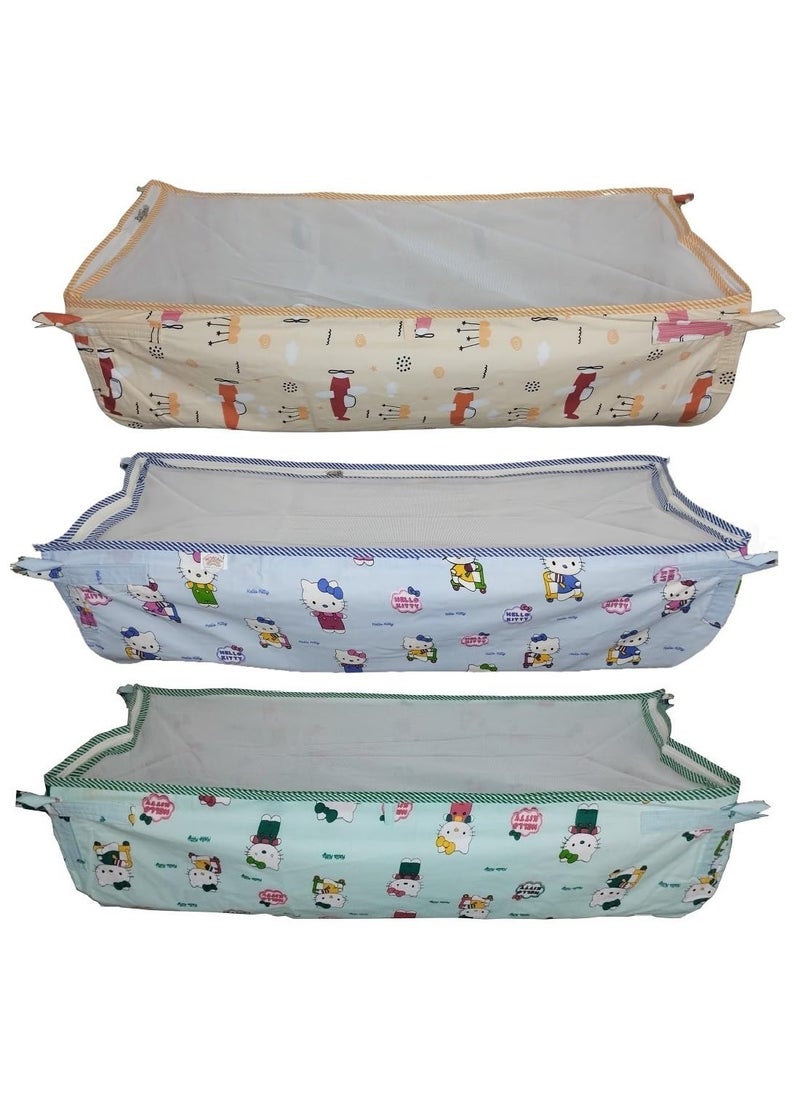 MYSACART Heavy Duty New Born Baby Cradle HammockKhoyuPalanaJhulaGhodiyuJoli with Soft Cotton Cloth Made of Mosquito Net Pack of 3