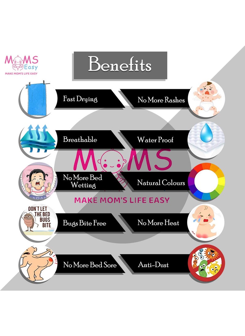 MOMSEASY New Born Baby Urine Sheets Waterproof Bed Protector Baby Dry Sheet Baby Dry Mats Waterproof and New Baby Born Products Combo Green Maroon Peach Large 140x100 cm