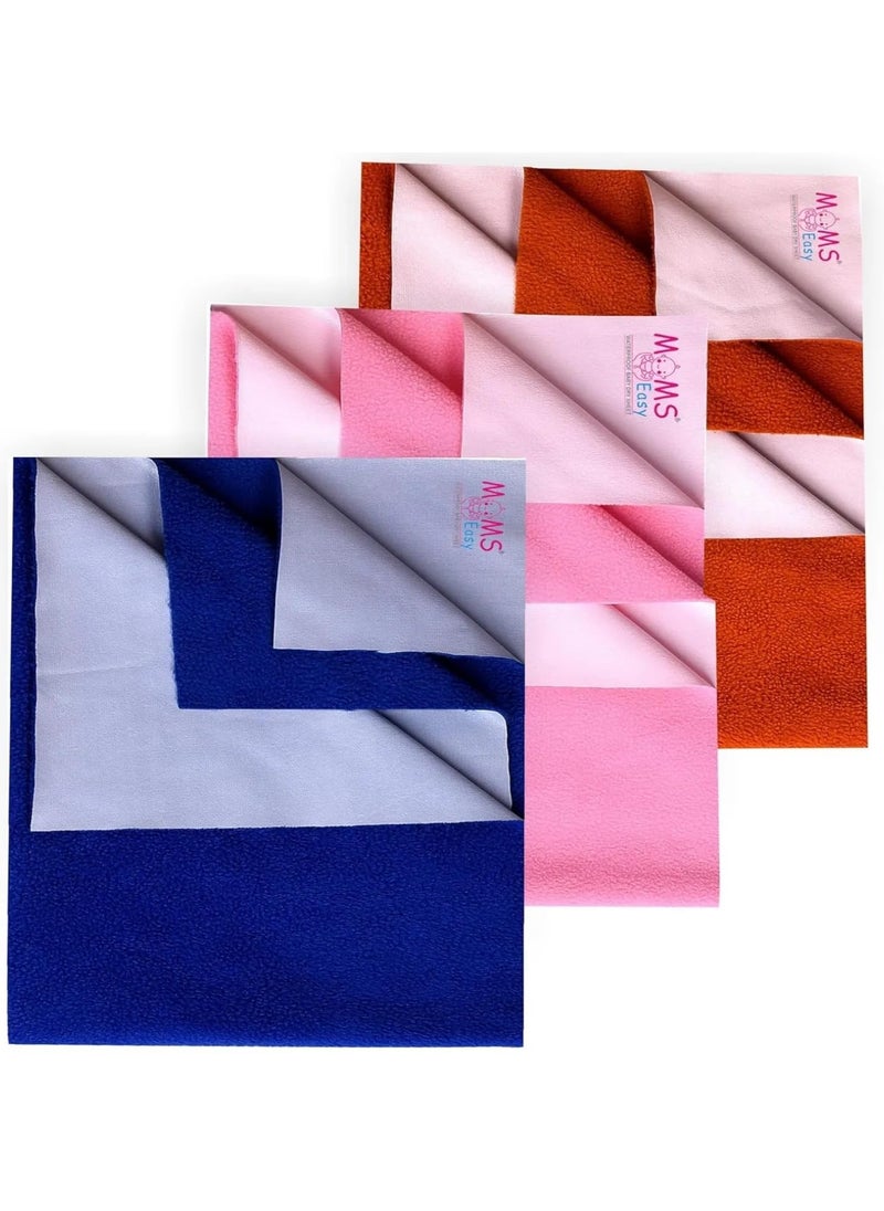 MOMSEASY New Born Baby Bed Protector Waterproof Baby Bed Sheet Waterproof Baby Bedding for New Born and Baby Care Combo Royal Blue Pink Maroon Large 140x100 cm