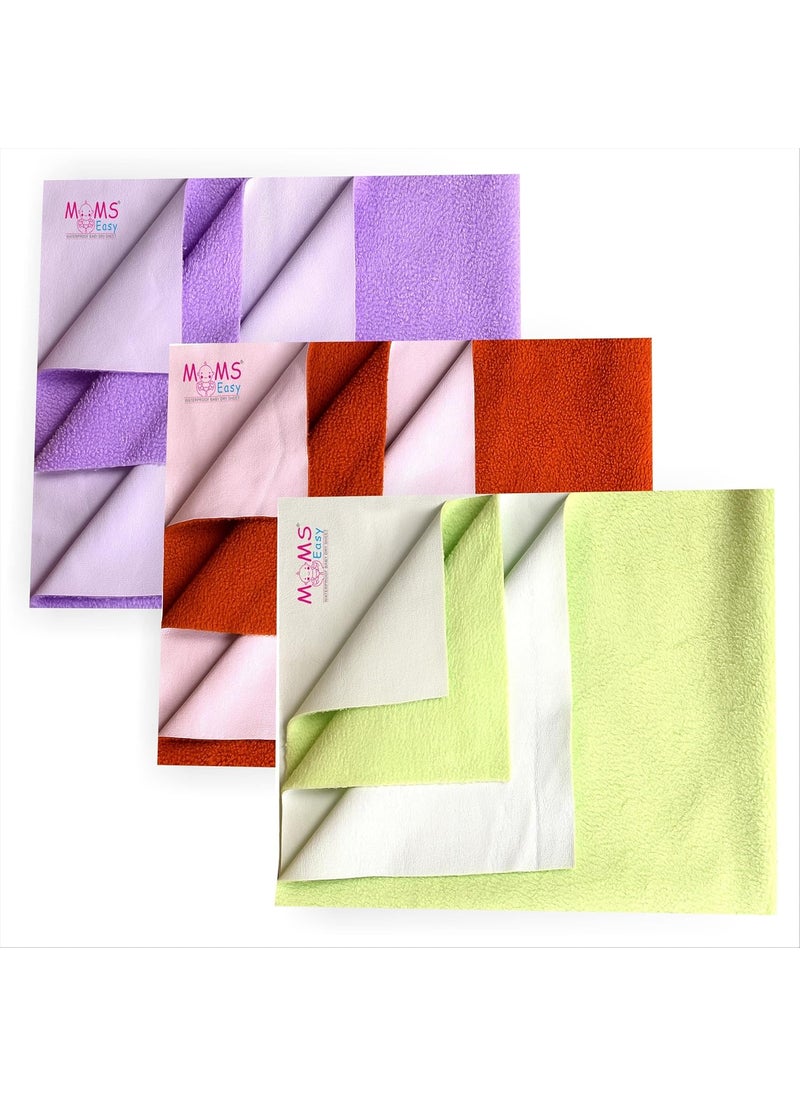 MOMSEASY New Born Baby Urine Sheets Waterproof Bed Protector Baby Dry Sheet Baby Dry Mats Waterproof and New Baby Born Products Combo Green Marron Lilic Large 140x100 cm