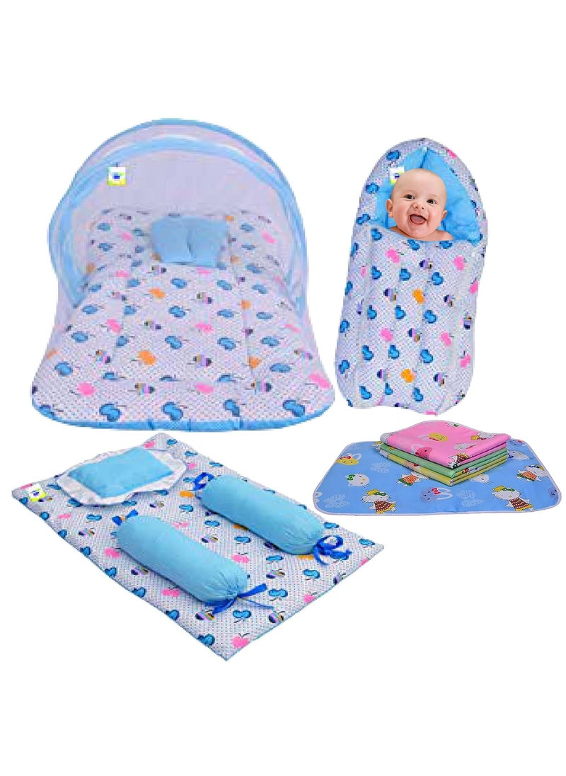 Toddylon Baby Bedding Set New Born Baby Bed Sleeping Mattress Mosquito Net Carry Bag Nest Bed Sheets Essentials Combo 06 Months 4PCS Set