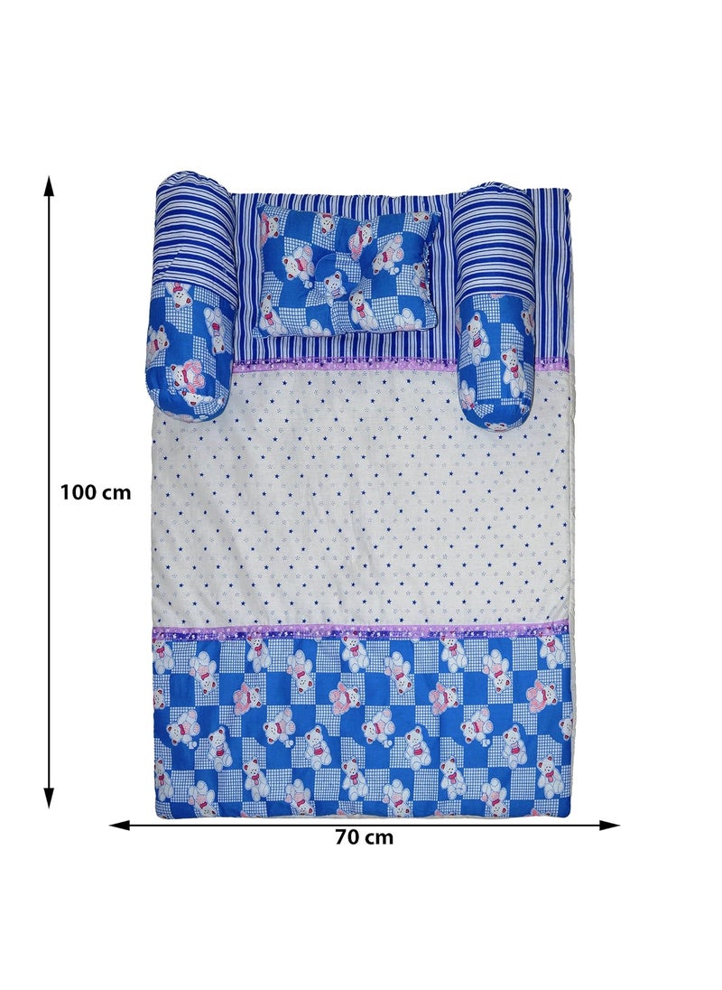 Creative Textiles Cotton Foldable Baby Bedding Set 70x100 cm Blue Soft Cotton Material NestUltra Soft Cusioned