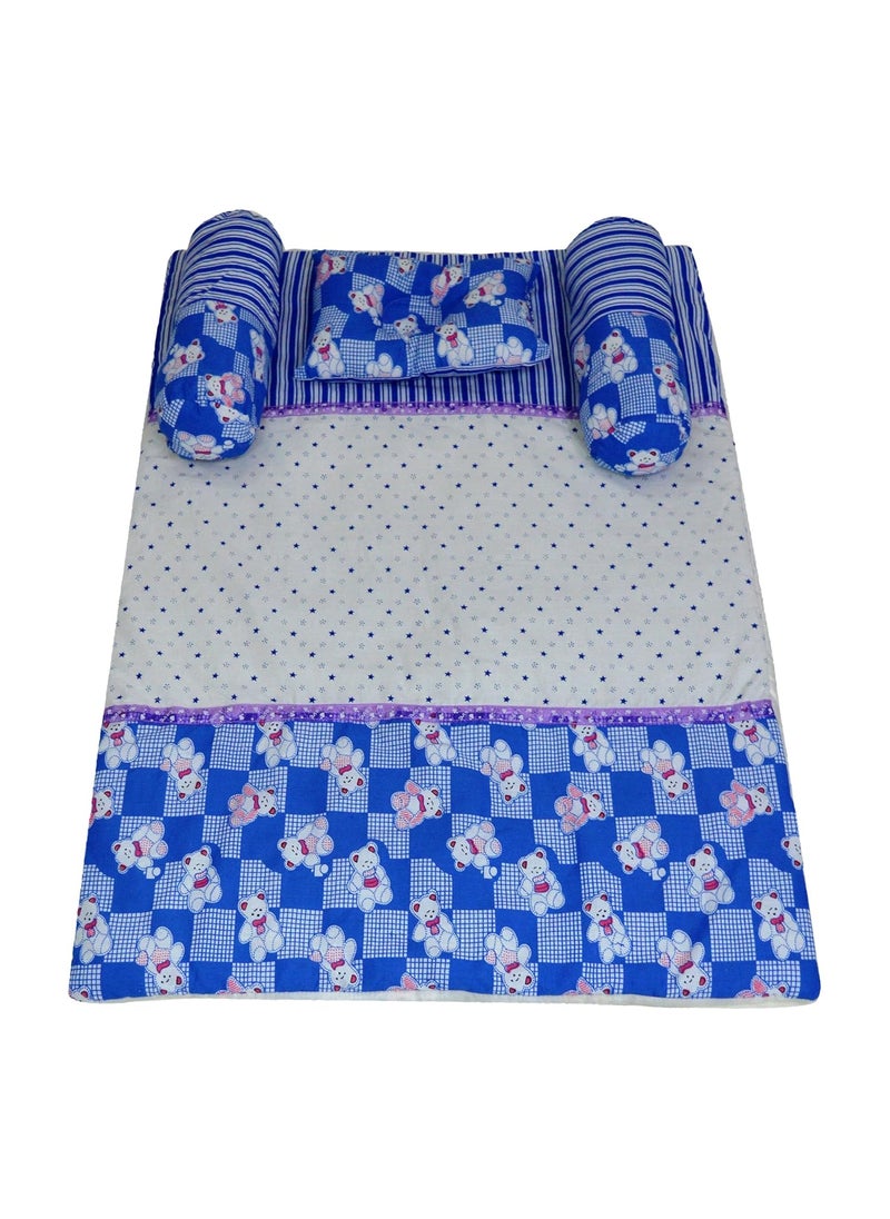 Creative Textiles Cotton Foldable Baby Bedding Set 70x100 cm Blue Soft Cotton Material NestUltra Soft Cusioned