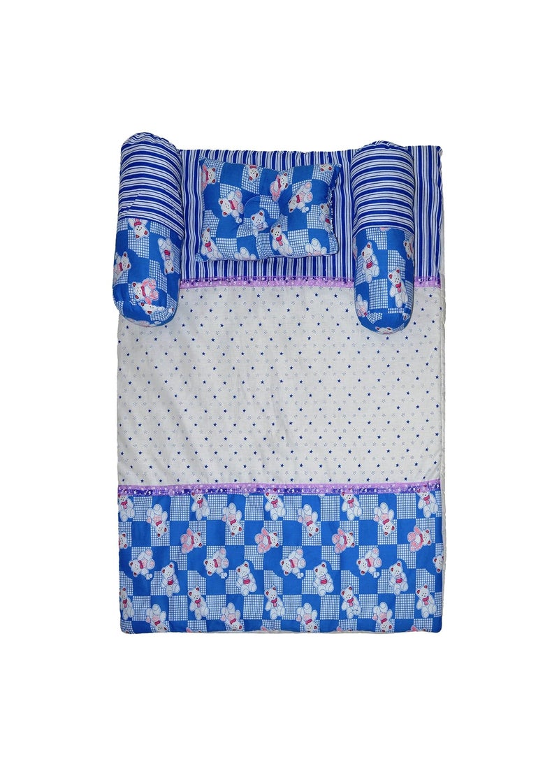 Creative Textiles Cotton Foldable Baby Bedding Set 70x100 cm Blue Soft Cotton Material NestUltra Soft Cusioned