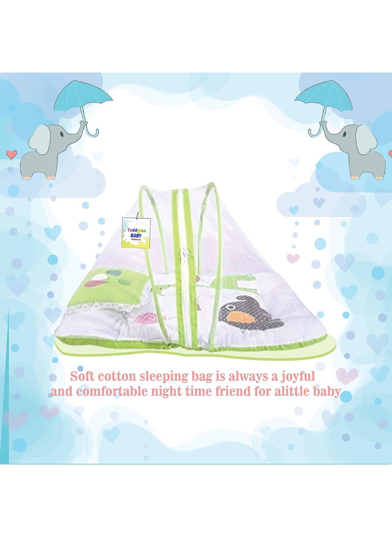 Toddylon Baby Bed New Born Baby Bedding Set Mattress Mosquito Net Sleeping Essential Carry Nest Insect Protector Infants Boys Girl 06 Months Green