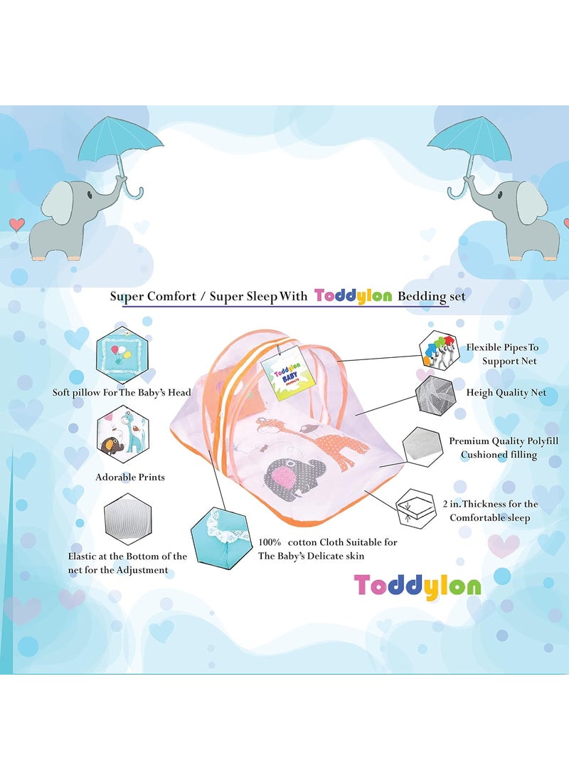 Toddylon Baby Bed New Born Baby Bedding Set Mattress Mosquito Net Sleeping Essential Carry Nest Insect Protector Infants Boys Girl 06 Months Orange