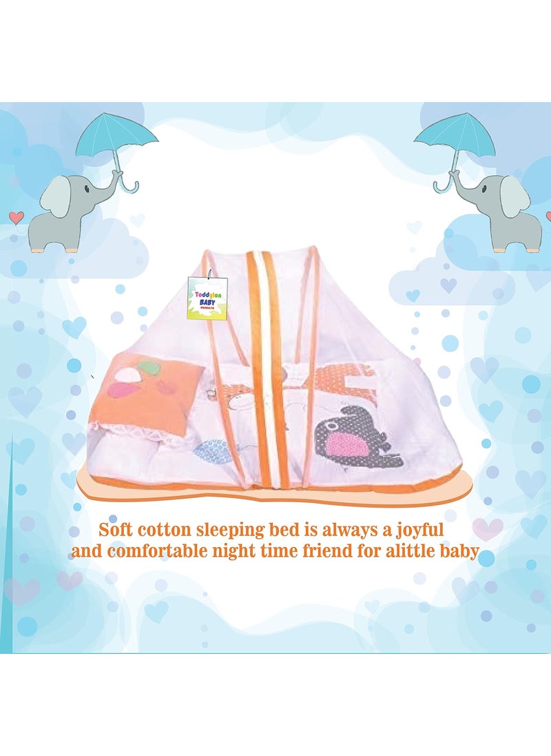 Toddylon Baby Bed New Born Baby Bedding Set Mattress Mosquito Net Sleeping Essential Carry Nest Insect Protector Infants Boys Girl 06 Months Orange