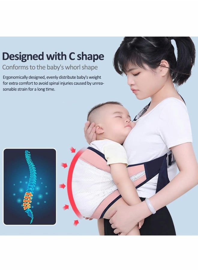 Baby Carriers, Ergonomic Baby Strap one Shoulder Labor-Saving Polyester Baby Half Wrapped Sling, Adjustable 3D Mesh Baby Carrier Wrap Shoulder Straps for Pool Beach (pink)
