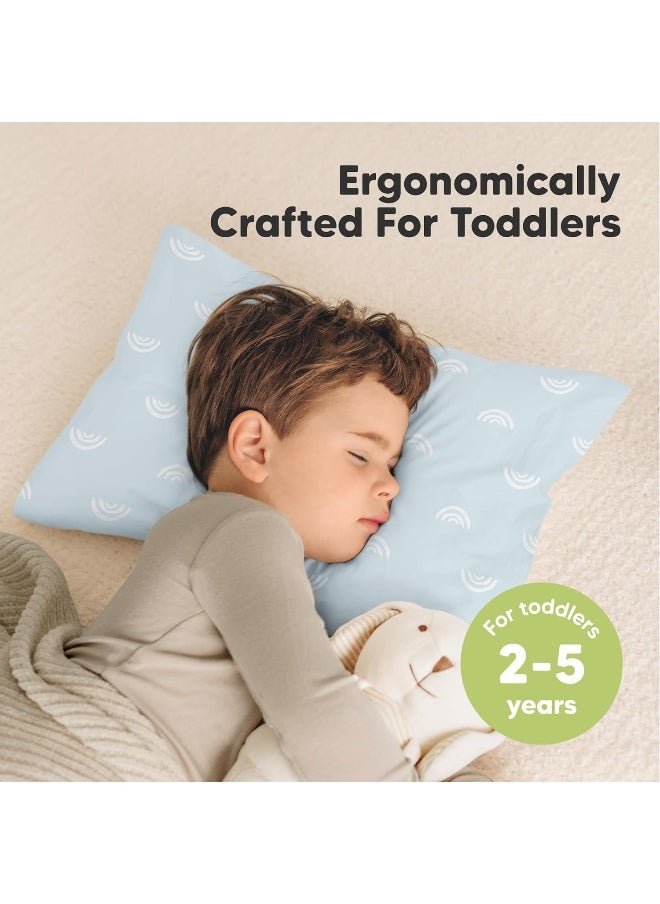 2-Pack Toddler Pillow - Soft Organic Cotton for Sleeping - 13X18 Small Pillow for Kids - Travel, School, Nap, Age 2 to 5