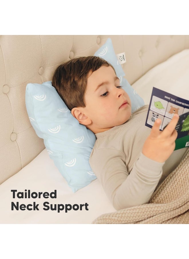 2-Pack Toddler Pillow - Soft Organic Cotton for Sleeping - 13X18 Small Pillow for Kids - Travel, School, Nap, Age 2 to 5