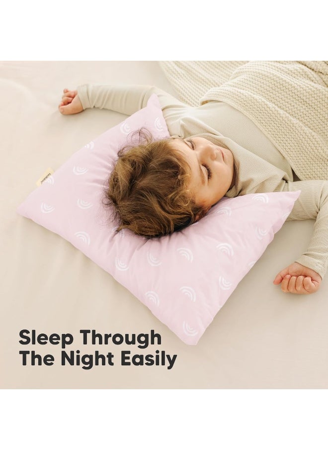 2-Pack Toddler Pillow - Soft Organic Cotton for Sleeping - 13X18 Small Pillow for Kids - Travel, School, Nap, Age 2 to 5