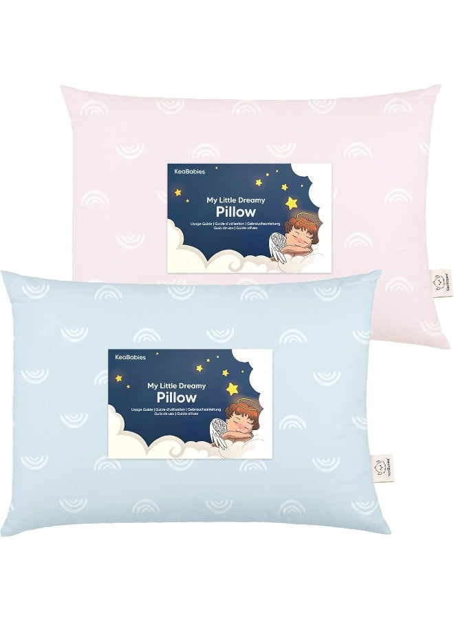 2-Pack Toddler Pillow - Soft Organic Cotton for Sleeping - 13X18 Small Pillow for Kids - Travel, School, Nap, Age 2 to 5