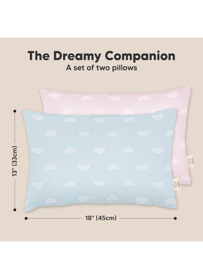 2-Pack Toddler Pillow - Soft Organic Cotton for Sleeping - 13X18 Small Pillow for Kids - Travel, School, Nap, Age 2 to 5