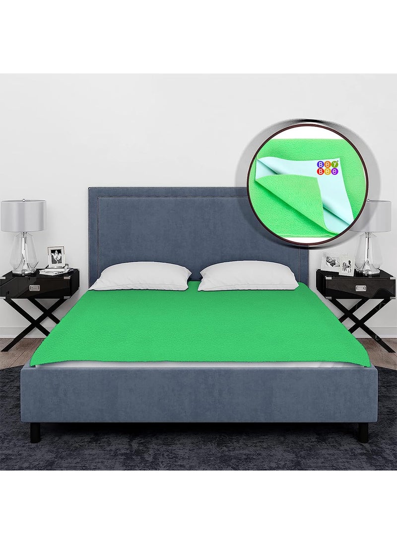 BeyBee Cotton Quickly Dry Sheet for Baby Large Size Double Bed Light Green Double Bed Size 200cm x 260cm