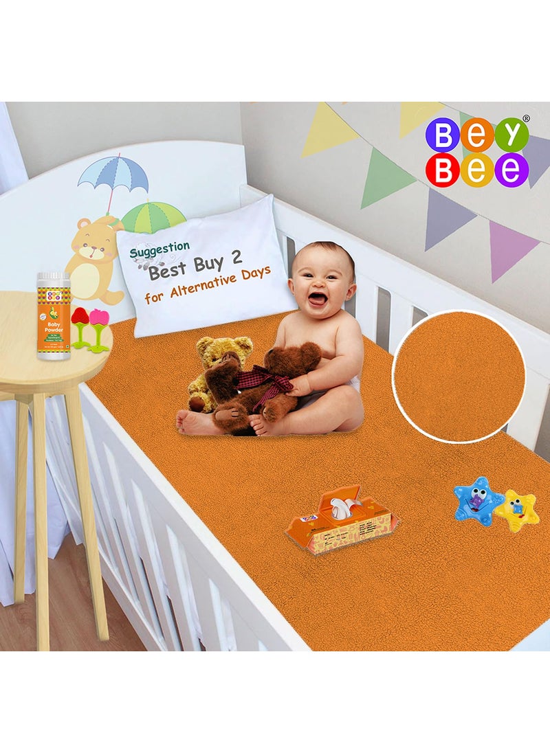 BeyBee Cotton Quickly Dry Sheet for Baby Large Size Double Bed Peach Double Bed Size 200cm x 260cm