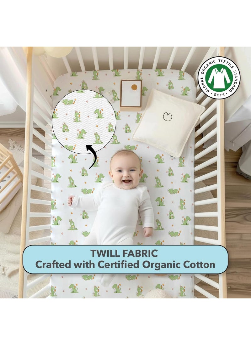 Cotton Baby Crib Fitted Bed Sheets for Cot Organic Twill Fabric Baby Bedding for New Born Infants Toddlers 55x28 Pack of 1 The White Cradle White Bunny