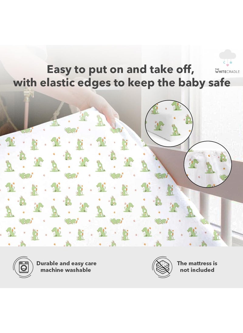 Cotton Baby Crib Fitted Bed Sheets for Cot Organic Twill Fabric Baby Bedding for New Born Infants Toddlers 55x28 Pack of 1 The White Cradle White Bunny