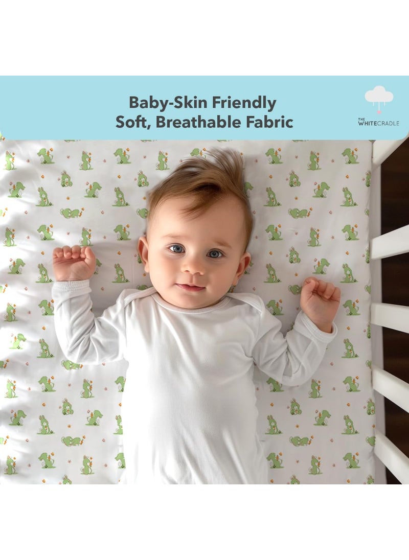 Cotton Baby Crib Fitted Bed Sheets for Cot Organic Twill Fabric Baby Bedding for New Born Infants Toddlers 55x28 Pack of 1 The White Cradle White Bunny