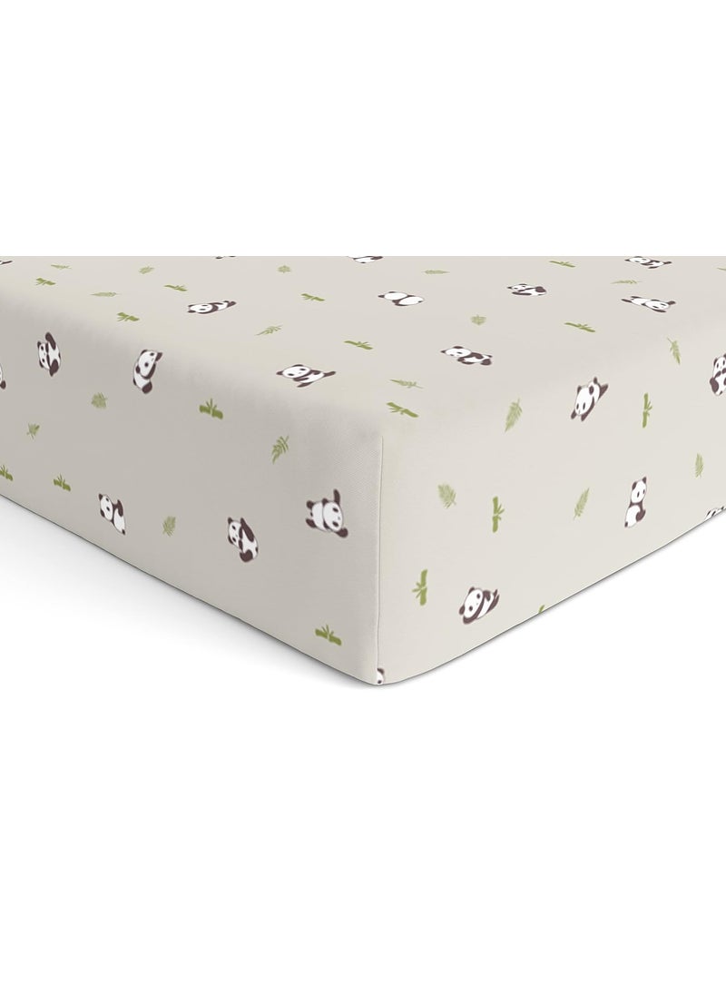 Cotton Baby Crib Fitted Bed Sheets for Cot Organic Twill Fabric Baby Bedding for New Born Infants Toddlers 55x28 Pack of 1 The White Cradle Grey Panda